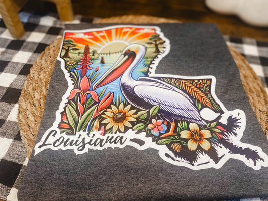 State of Louisiana | Hand Bleached Graphic Tee