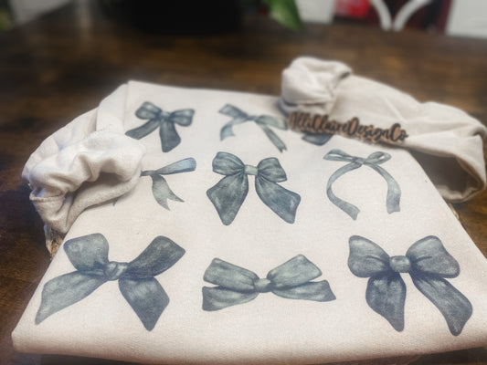 Black Coquette Bows | Cozy Graphic Crew Sweatshirt